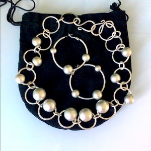 Anthropology earrings and necklace set in silver